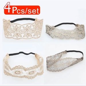 $6 SET OF FOUR HAIR BANDS. NEW IN PLASTIC. $6 IF BUNDLED